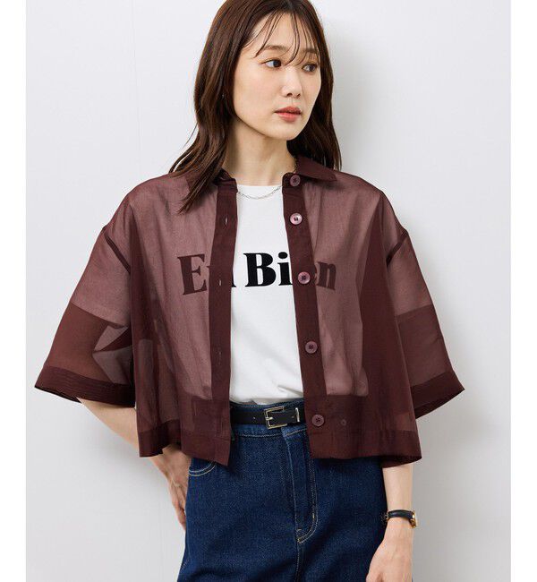 Rope&rsquo;Picnic「【接触冷感】ハーフスリーブシアーシャツ」|シャツ・ブラウス|