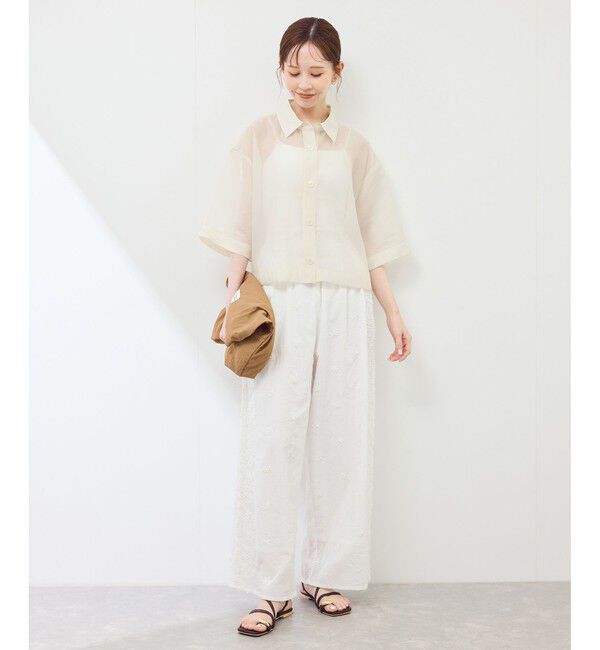 Rope&rsquo;Picnic「【接触冷感】ハーフスリーブシアーシャツ」|シャツ・ブラウス|