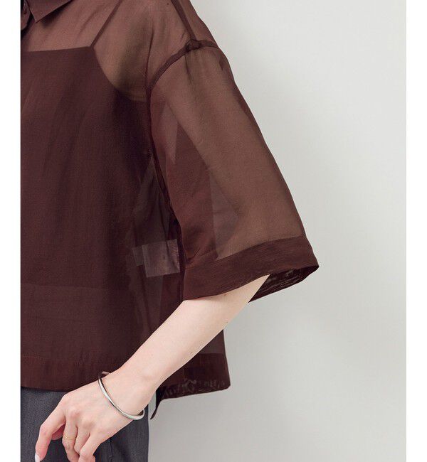 Rope&rsquo;Picnic「【接触冷感】ハーフスリーブシアーシャツ」|シャツ・ブラウス|