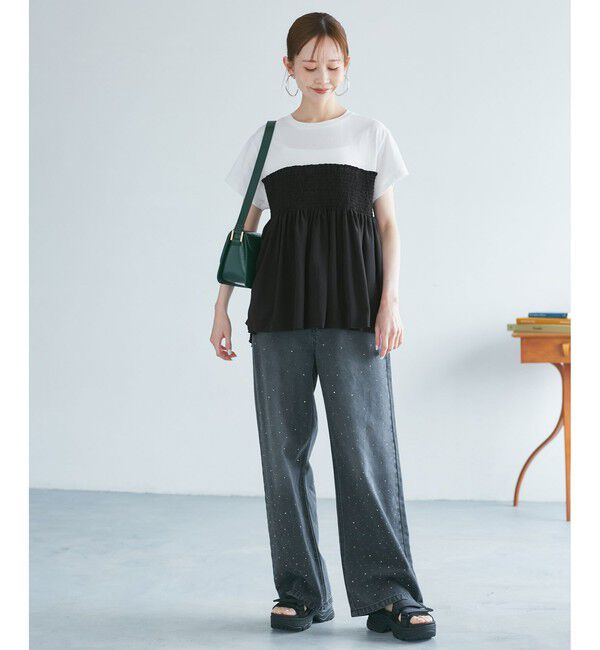 Rope&rsquo;Picnic「シャーリングドッキングハーフスリーブカットソー」|Tシャツ・カットソー|