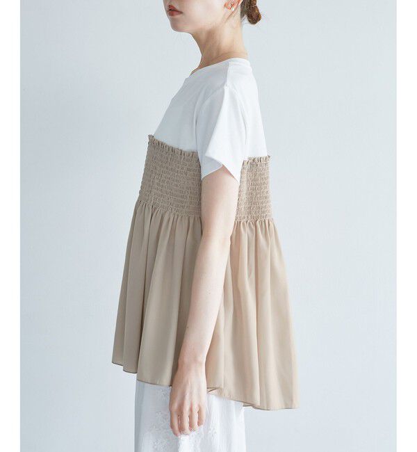 Rope&rsquo;Picnic「シャーリングドッキングハーフスリーブカットソー」|Tシャツ・カットソー|