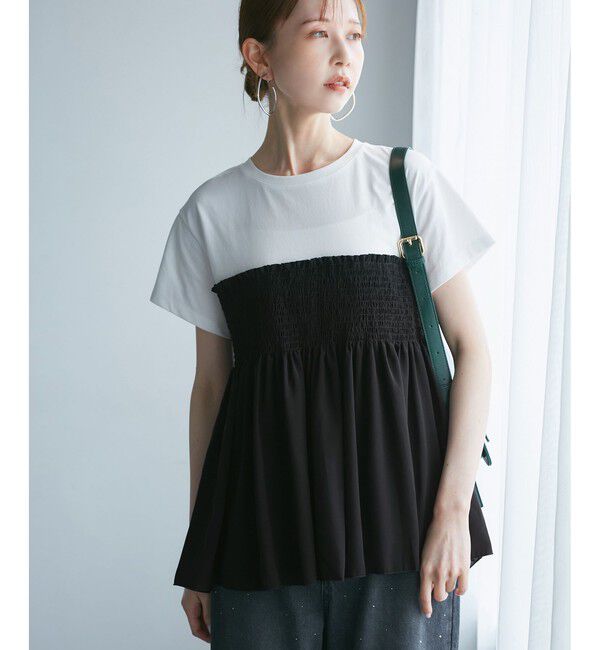 Rope&rsquo;Picnic「シャーリングドッキングハーフスリーブカットソー」|Tシャツ・カットソー|