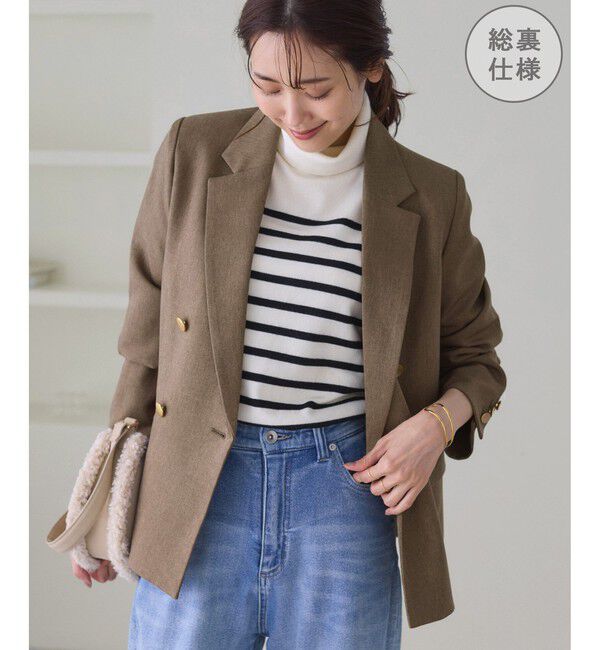 Rope&rsquo;Picnic「レディハンサムシリーズ ウールライク金ボタンジャケット(総裏地)/セットアップ対応」|テーラードジャケット|ベージュ系(29)