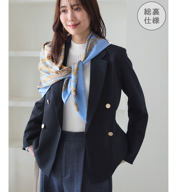 Rope&rsquo;Picnic「レディハンサムシリーズ ウールライク金ボタンジャケット(総裏地)/セットアップ対応」|テーラードジャケット|ネイビー(40)