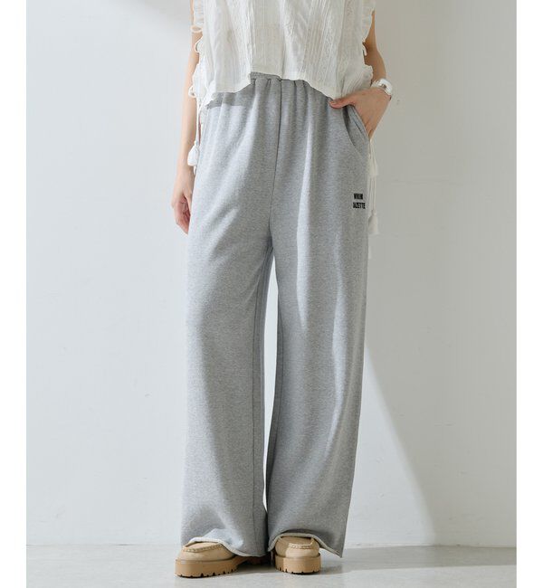  「ロゴ裏毛ワイドパンツ」|チノ|グレー