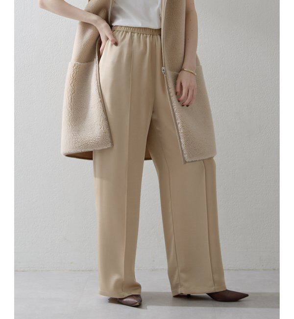 THE PAUSE「【THE PAUSE】サテンピンタックパンツ」|チノ|ベージュ