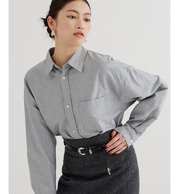  「刺繍オックスフォードシャツ」|シャツ・ブラウス|グレー