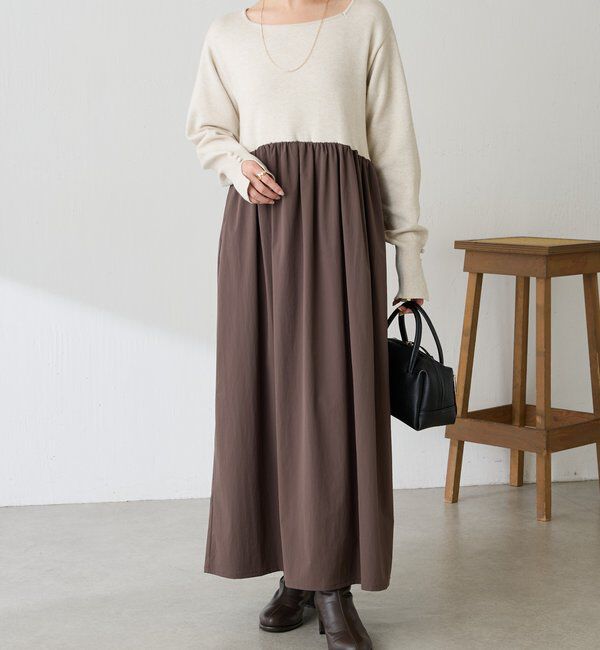  「ニットドッキングフレアワンピース」|ワンピース|