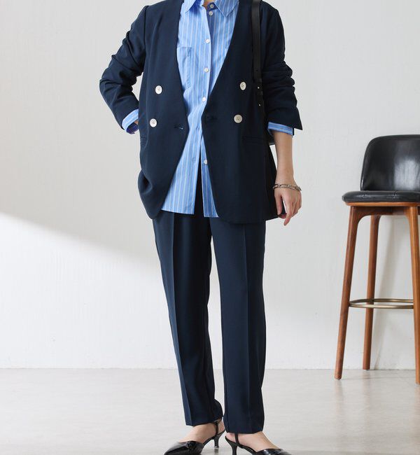  「《自宅で洗える》ジャージノーカラーダブルジャケット/セレモニー」|スーツ|