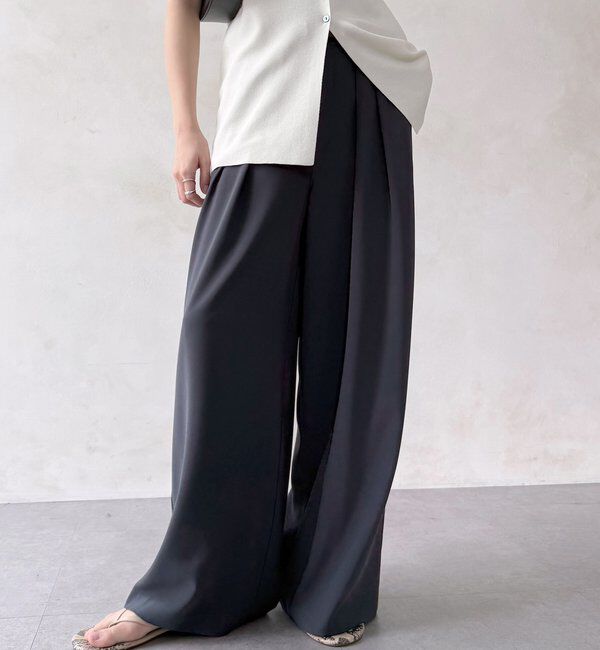  「【累計販売数3万枚突破/21色4サイズ展開！】タックワイドパンツ」|チノ|グレー