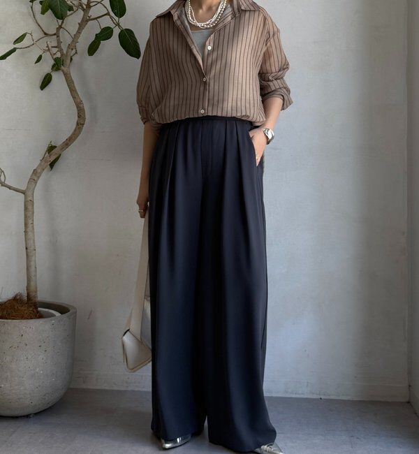  「【累計販売数3万枚突破/21色4サイズ展開！】タックワイドパンツ」|チノ|