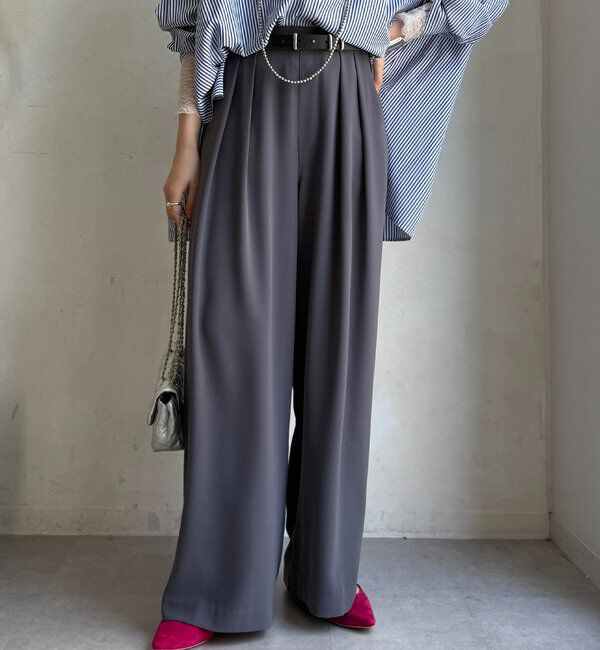  「【累計販売数3万枚突破/21色4サイズ展開！】タックワイドパンツ」|チノ|