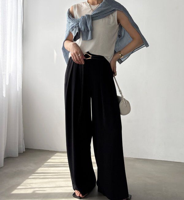  「【累計販売数3万枚突破/21色4サイズ展開！】タックワイドパンツ」|チノ|