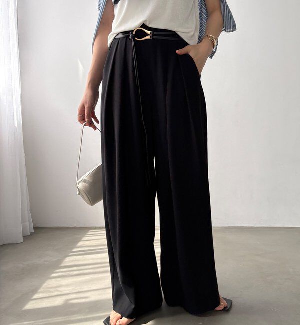  「【累計販売数3万枚突破/21色4サイズ展開！】タックワイドパンツ」|チノ|