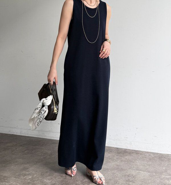  「【全骨格細見え】ブークレーダンボールタンクワンピース」|ワンピース|ネイビー