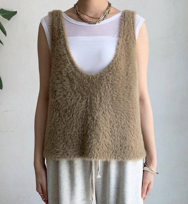  「前後2WAYシャギーニットタンクベスト」|ニット・セーター|