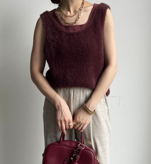  「前後2WAYシャギーニットタンクベスト」|ニット・セーター|