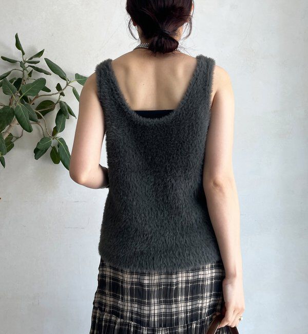 「前後2WAYシャギーニットタンクベスト」|ニット・セーター|