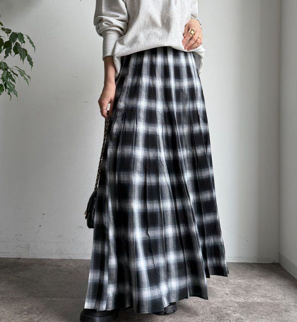  「チェックプリーツスカート」|スカート|ブラック