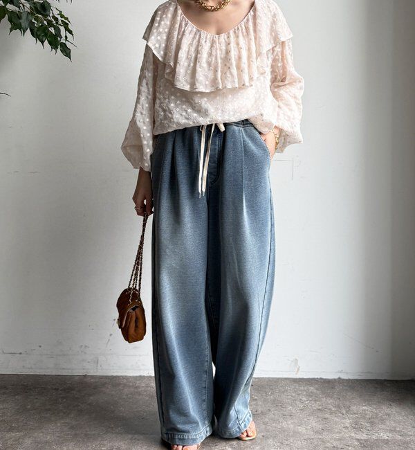  「【デニムなのにスウェット!?】デニムスウェットパンツ」|チノ|