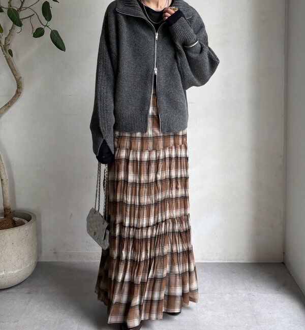  「【WEB限定】ダブルジップニットブルゾン」|カーディガン|