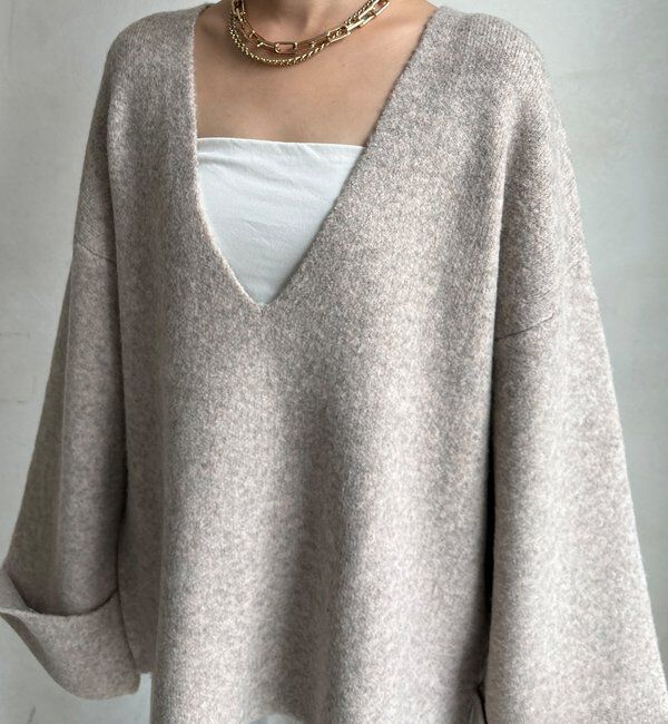  「【WEB限定】深Vワイドスリーブプルオーバー」|ニット・セーター|