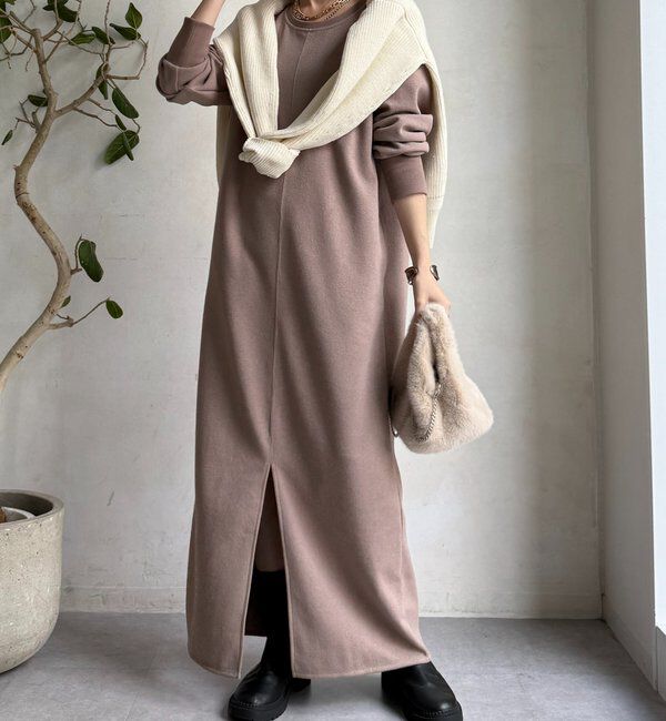  「ブークレーダンボールロングスリーブワンピース」|ワンピース|