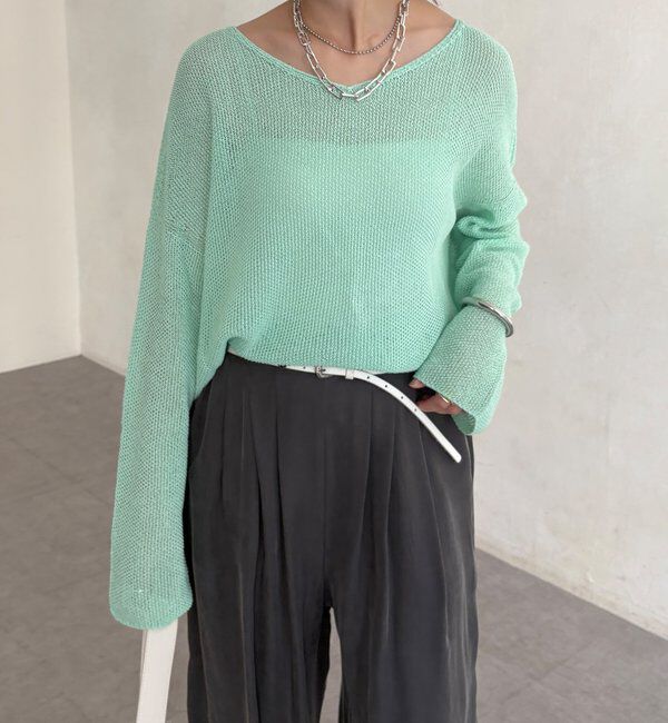  「前後2WAY鹿の子編みプルオーバー」|ニット・セーター|