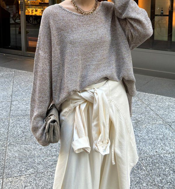  「前後2WAY鹿の子編みプルオーバー」|ニット・セーター|