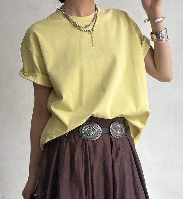  「裾切替半袖プルオーバー」|Tシャツ・カットソー|イエロー