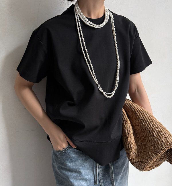  「裾切替半袖プルオーバー」|Tシャツ・カットソー|ブラック