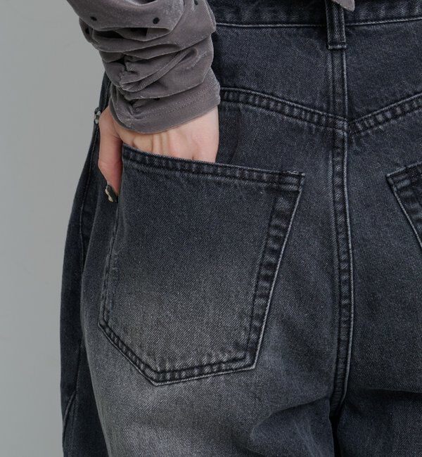  「【2サイズ展開/低身長サイズ/ウエスト調節可】カーブステッチデニム」|デニム|