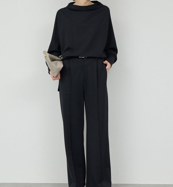  「【楽ちん&times;美脚】【セットアップ対応】ポンチスラックス」|チノ|ブラック