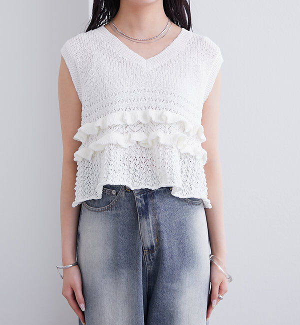  「フリルニットベスト」|ニット・セーター|