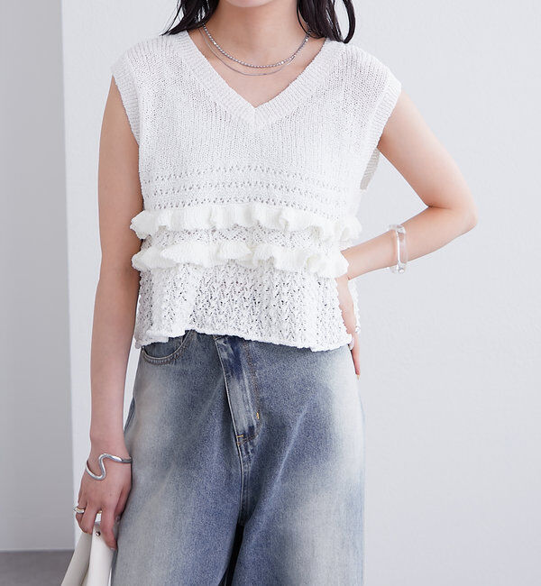  「フリルニットベスト」|ニット・セーター|
