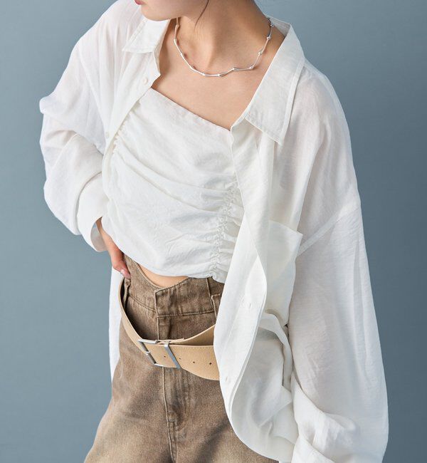  「【着こなし豊富◎】チェックビスチェSETビッグシャツ」|シャツ・ブラウス|