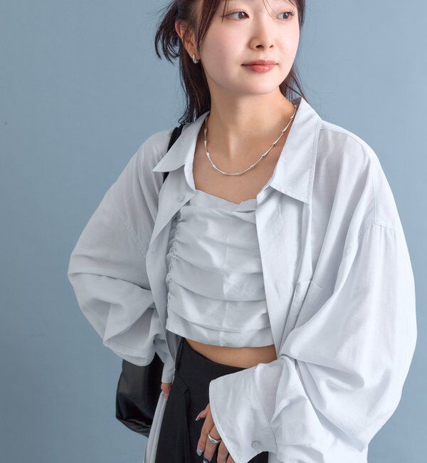  「【着こなし豊富◎】チェックビスチェSETビッグシャツ」|シャツ・ブラウス|