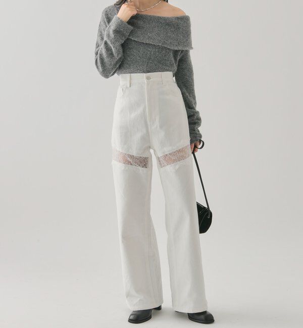  「レース切替デニム」|デニム|