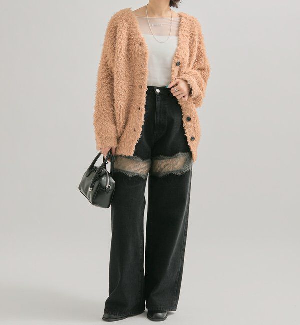  「レース切替デニム」|デニム|