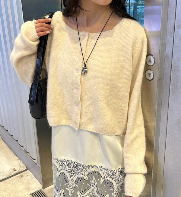  「スクエアネックニットカーディガン」|カーディガン|