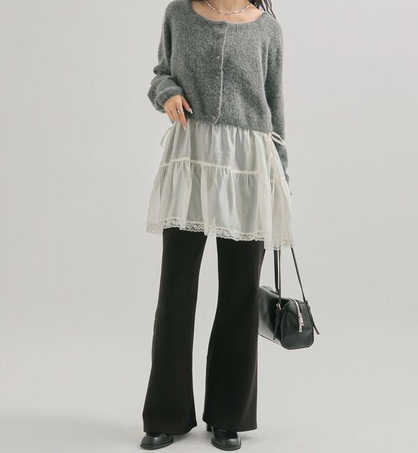  「スクエアネックニットカーディガン」|カーディガン|