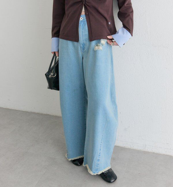  「クラッシュカーブパンツ」|デニム|