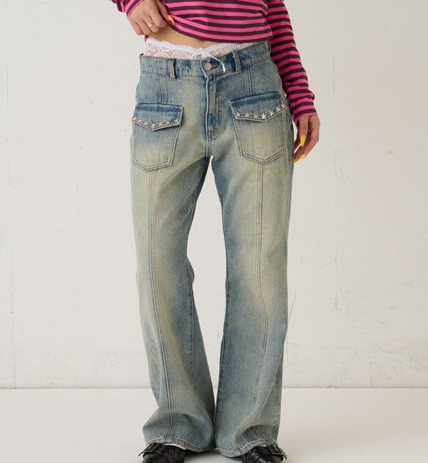  「スタースタッズフレアデニム」|デニム|