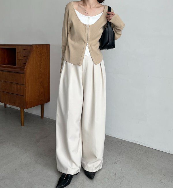  「【WEB限定】Wジップレイヤードニット」|カーディガン|