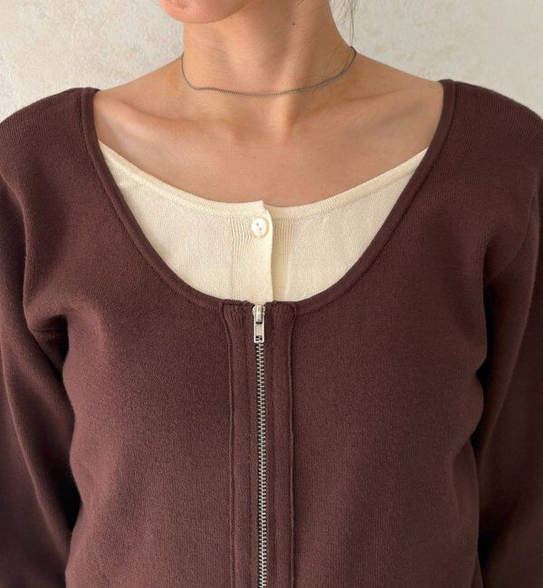  「【WEB限定】Wジップレイヤードニット」|カーディガン|