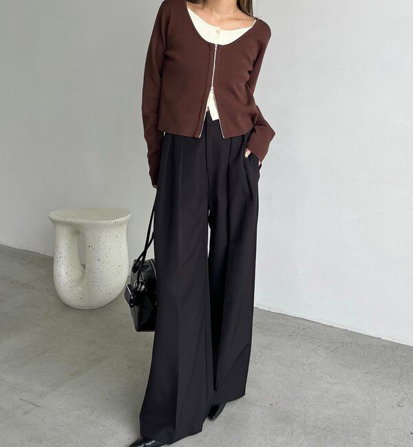  「【WEB限定】Wジップレイヤードニット」|カーディガン|