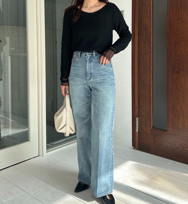  「【低身長サイズあり】セミフレアデニム」|デニム|