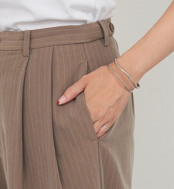  「ダブルタックストライプワイドパンツ」|チノ|