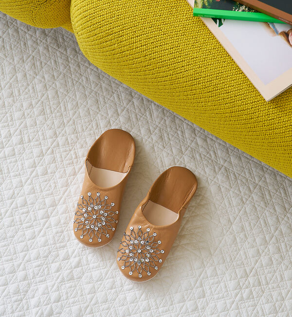 collex「ビーズバブーシュ 羊革 モロッコ製 スリッパ ルームシューズ 室内履き」|本・CD・DVD|