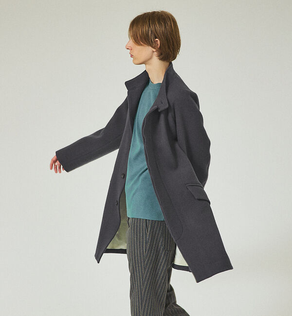 ABAHOUSE「【メリノウール】リバースカルゼ メルトン スタンドカラーコート」|その他|グレー